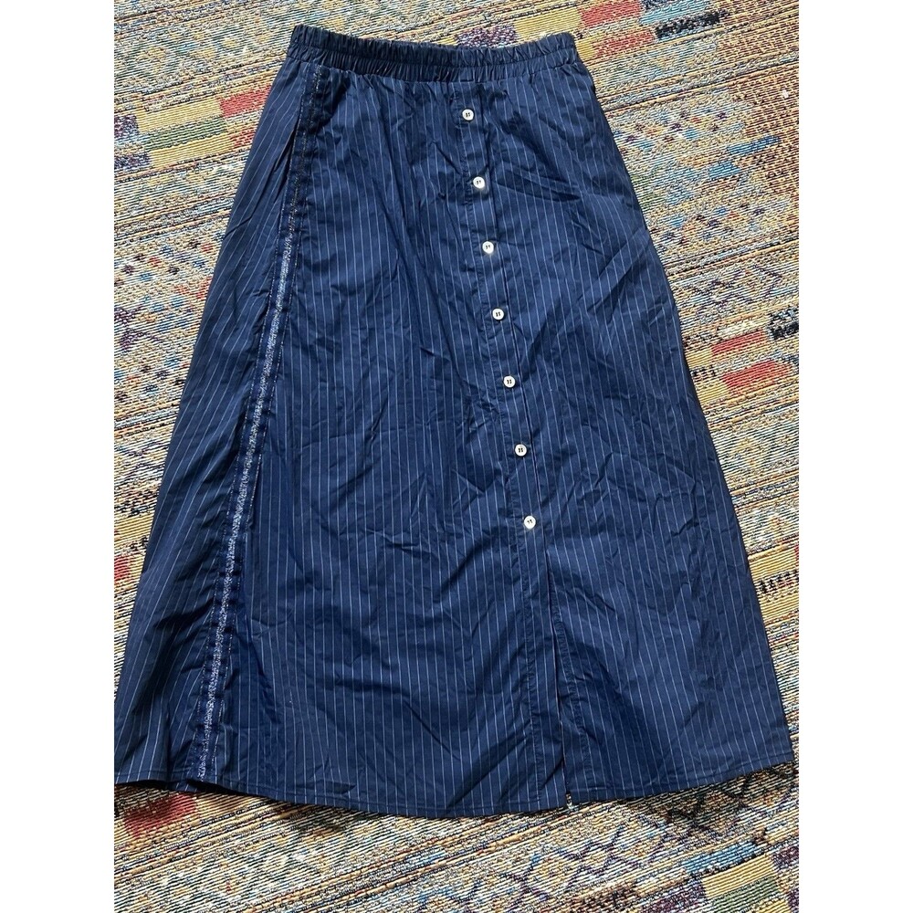 ANATOMIE Mid Length Tuxedo Skirt Office Business Pinstripe Elastic Waist Sz M